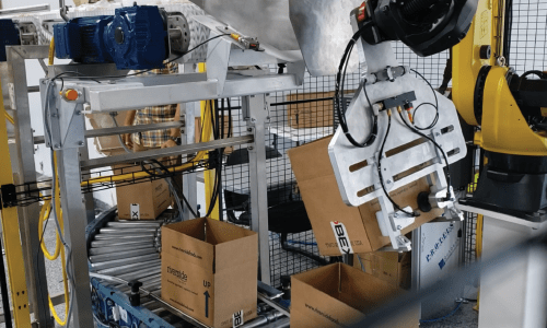 Robotic case packer with vacuum or gripper EOAT Robotic case packer with vacuum or gripper EOAT