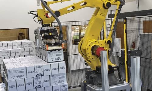 Robotic case palletizing Robotic case palletizing